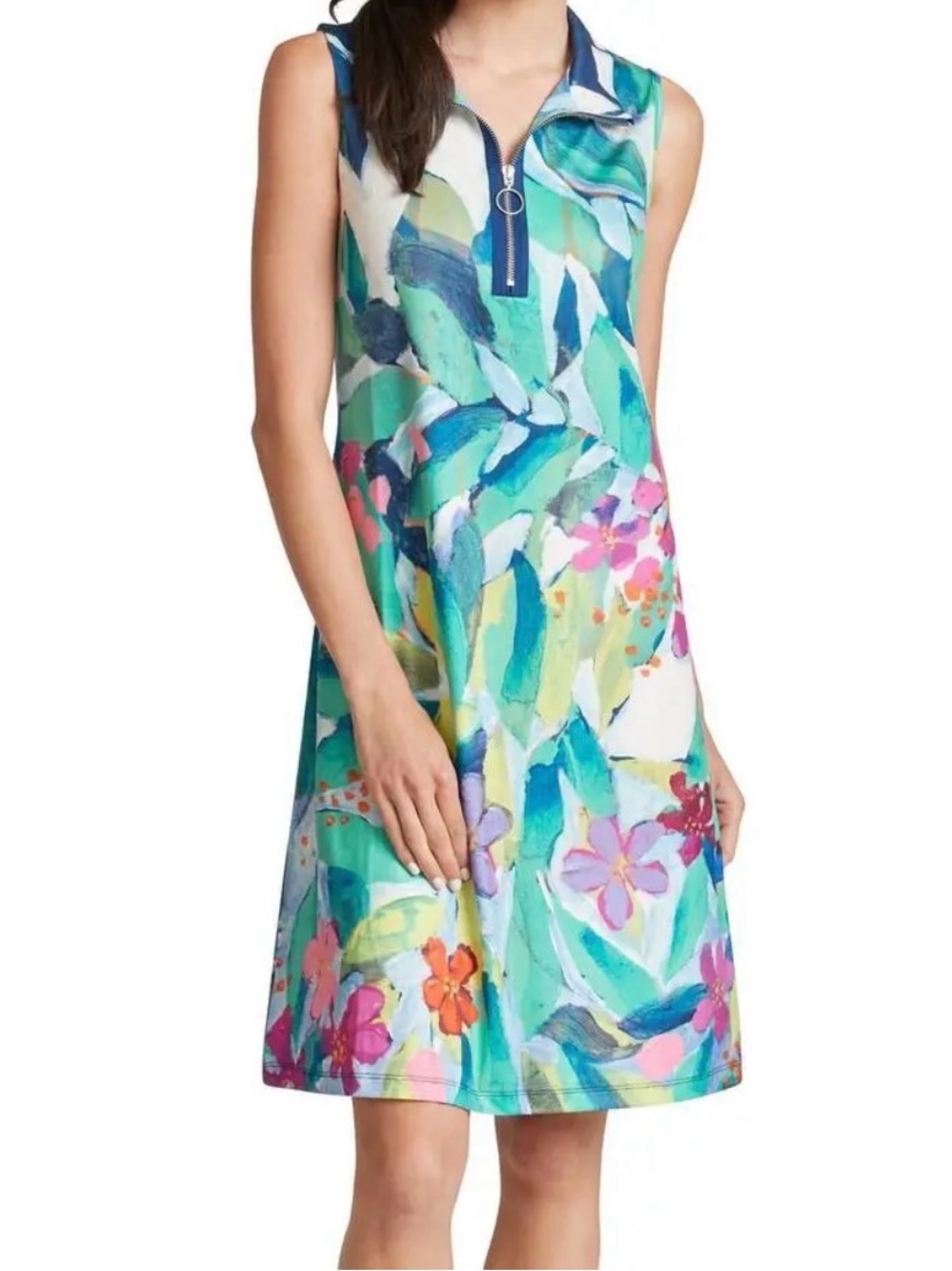 Claire Desjardins
Women’s Sleeveless Floral Print Dress In Green Multi XL
